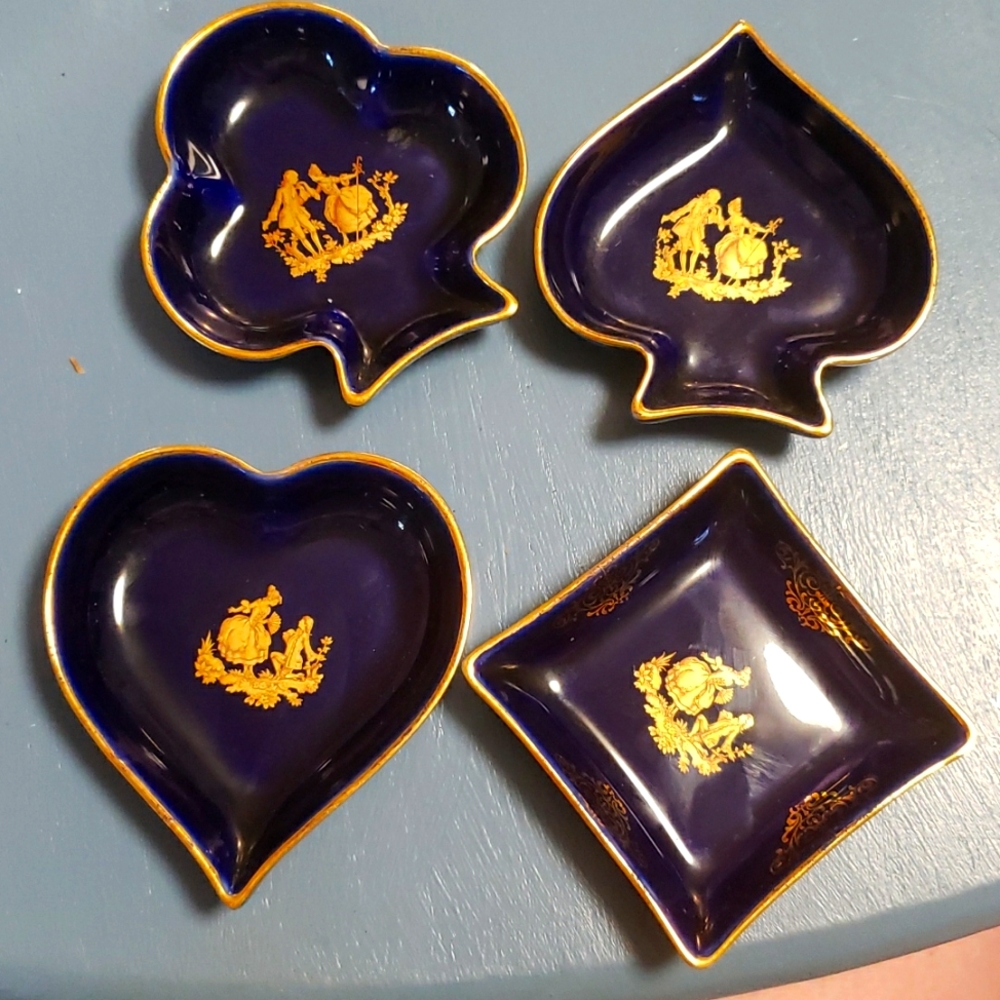 Vintage Limoges Card Suit Trinket Dishes